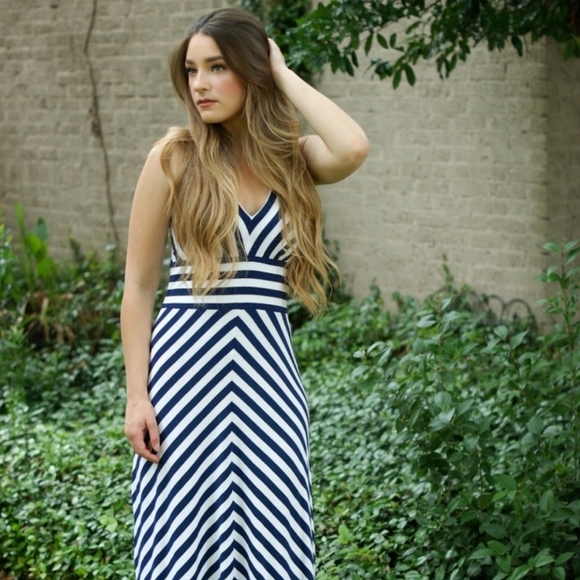 Banana Republic Striped Halter Knit Dress Navy Blue White 💙 XS Extra Small NWT - Picture 2 of 5